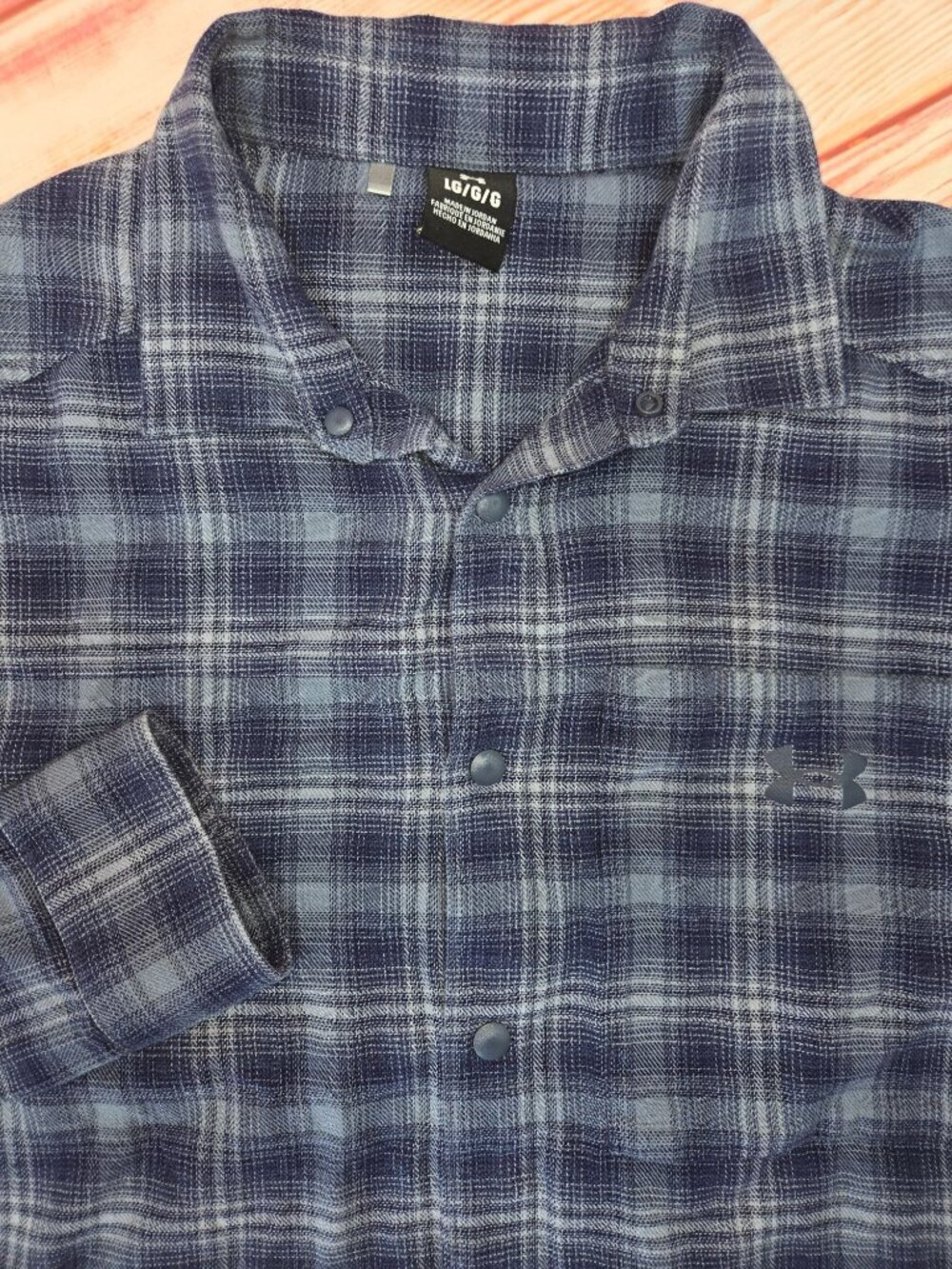 Under Armour Mens Blue Plaid Flannel Shirt Large
